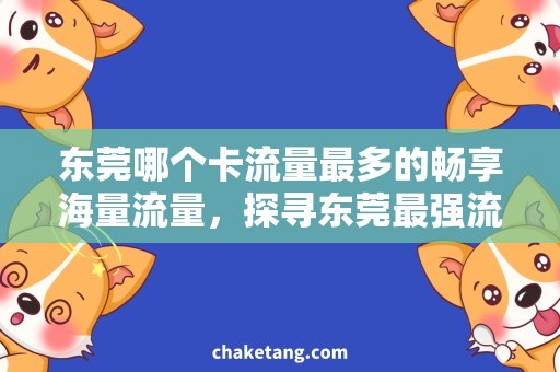 东莞哪个卡流量最多的畅享海量流量，探寻东莞最强流量卡