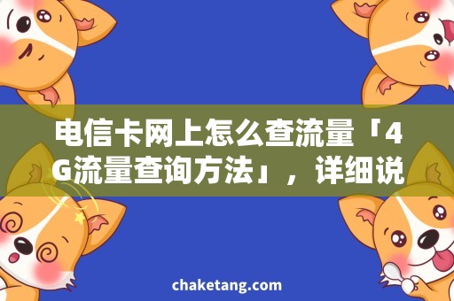 电信卡网上怎么查流量「4G流量查询方法」，详细说明如何在电信卡网上查询流量