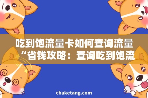 吃到饱流量卡如何查询流量“省钱攻略：查询吃到饱流量卡流量，直接畅享无限”