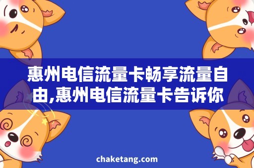 惠州电信流量卡畅享流量自由,惠州电信流量卡告诉你如何选择