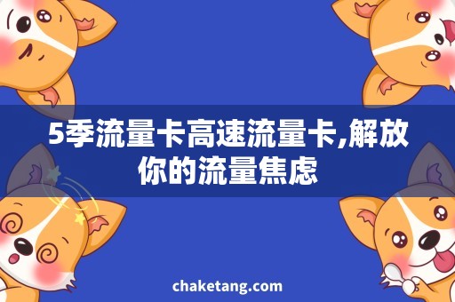 5季流量卡高速流量卡,解放你的流量焦虑