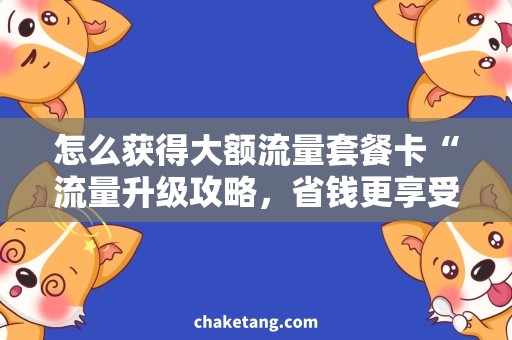怎么获得大额流量套餐卡“流量升级攻略，省钱更享受！”