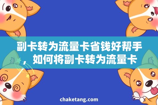 副卡转为流量卡省钱好帮手，如何将副卡转为流量卡