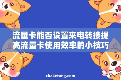 流量卡能否设置来电转接提高流量卡使用效率的小技巧，让来电不再错过
