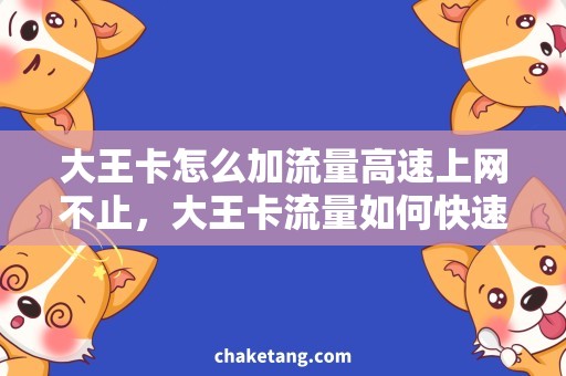 大王卡怎么加流量高速上网不止，大王卡流量如何快速添加？
