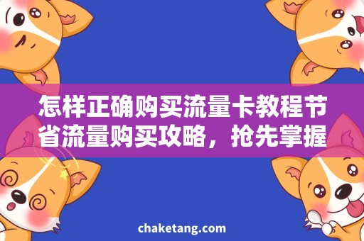 怎样正确购买流量卡教程节省流量购买攻略，抢先掌握流量卡正确购买技巧