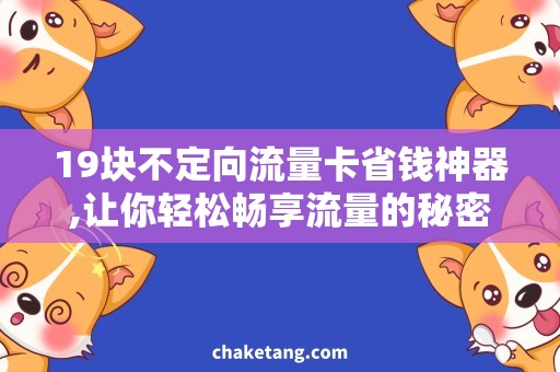 19块不定向流量卡省钱神器,让你轻松畅享流量的秘密