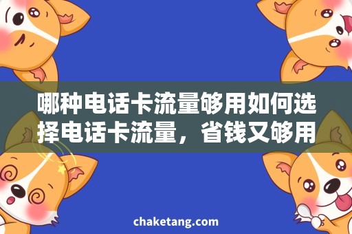 哪种电话卡流量够用如何选择电话卡流量，省钱又够用