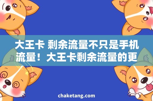 大王卡 剩余流量不只是手机流量！大王卡剩余流量的更多用途