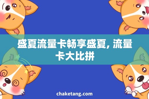 盛夏流量卡畅享盛夏, 流量卡大比拼