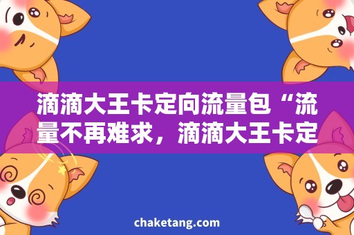 滴滴大王卡定向流量包“流量不再难求，滴滴大王卡定向流量包”