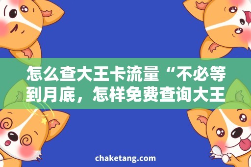 怎么查大王卡流量“不必等到月底，怎样免费查询大王卡的剩余流量？”