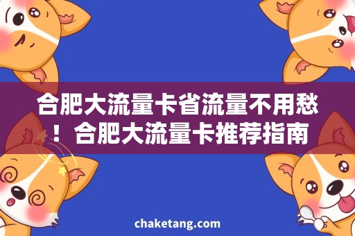合肥大流量卡省流量不用愁！合肥大流量卡推荐指南
