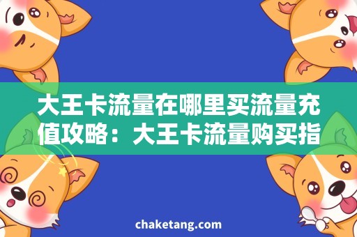 大王卡流量在哪里买流量充值攻略：大王卡流量购买指南