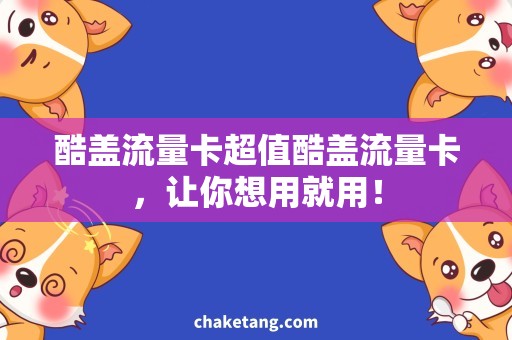 酷盖流量卡超值酷盖流量卡，让你想用就用！
