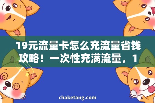 19元流量卡怎么充流量省钱攻略！一次性充满流量，19元流量卡续命神器！
