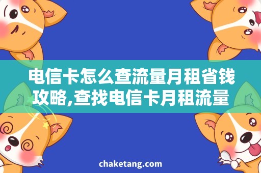 电信卡怎么查流量月租省钱攻略,查找电信卡月租流量的正确姿势