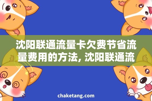 沈阳联通流量卡欠费节省流量费用的方法, 沈阳联通流量卡欠费情况详解