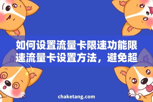 如何设置流量卡限速功能限速流量卡设置方法，避免超出流量额外花费