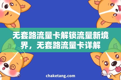 无套路流量卡解锁流量新境界，无套路流量卡详解