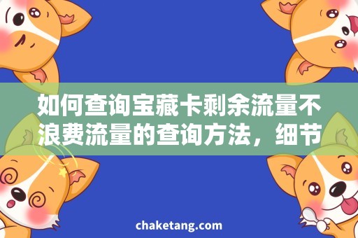 如何查询宝藏卡剩余流量不浪费流量的查询方法，细节揭秘