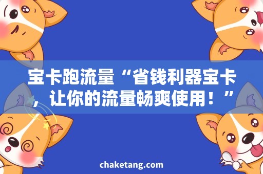 宝卡跑流量“省钱利器宝卡，让你的流量畅爽使用！”