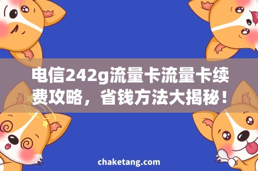 电信242g流量卡流量卡续费攻略，省钱方法大揭秘！