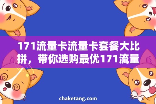 171流量卡流量卡套餐大比拼，带你选购最优171流量卡