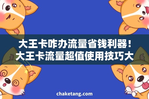 大王卡咋办流量省钱利器！大王卡流量超值使用技巧大揭秘