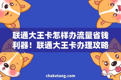 联通大王卡怎样办流量省钱利器！联通大王卡办理攻略，轻松解锁海量流量