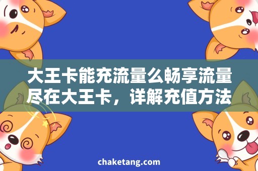 大王卡能充流量么畅享流量尽在大王卡，详解充值方法！