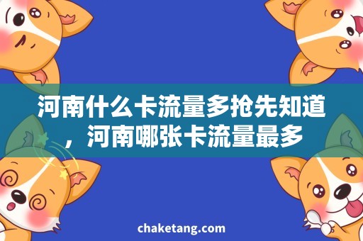 河南什么卡流量多抢先知道，河南哪张卡流量最多