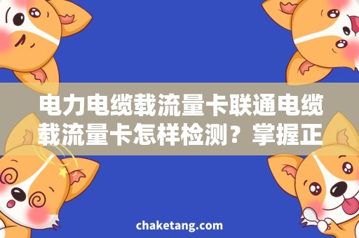 电力电缆载流量卡联通电缆载流量卡怎样检测？掌握正确方法，让电力维护更高效