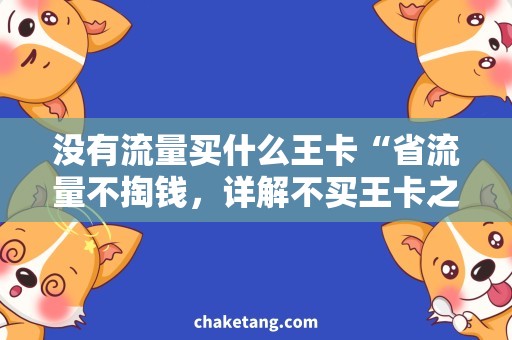 没有流量买什么王卡“省流量不掏钱，详解不买王卡之妙招”