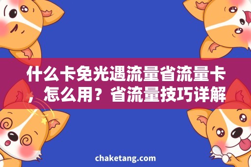 什么卡免光遇流量省流量卡，怎么用？省流量技巧详解