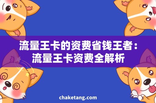 流量王卡的资费省钱王者：流量王卡资费全解析