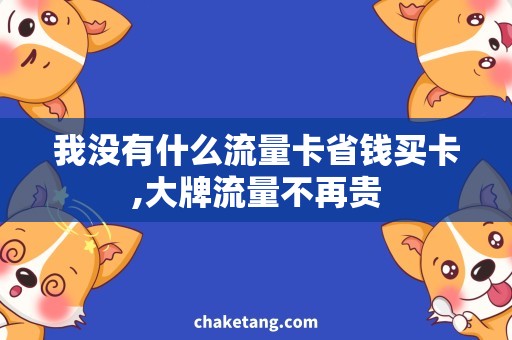 我没有什么流量卡省钱买卡,大牌流量不再贵
