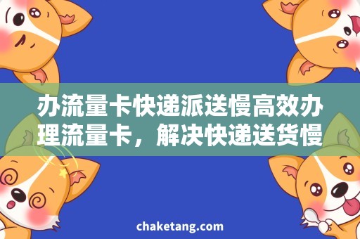 办流量卡快递派送慢高效办理流量卡，解决快递送货慢的难题