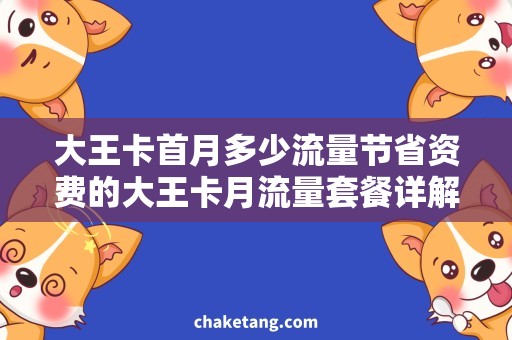 大王卡首月多少流量节省资费的大王卡月流量套餐详解