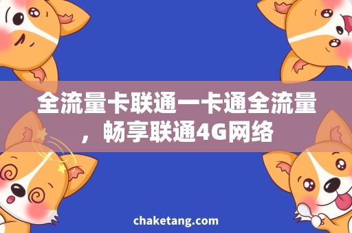 全流量卡联通一卡通全流量，畅享联通4G网络