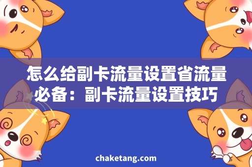 怎么给副卡流量设置省流量必备：副卡流量设置技巧