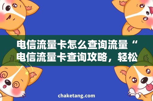 电信流量卡怎么查询流量“电信流量卡查询攻略，轻松掌握流量使用情况！”