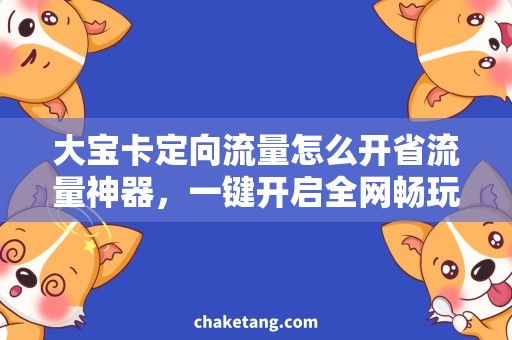大宝卡定向流量怎么开省流量神器，一键开启全网畅玩！