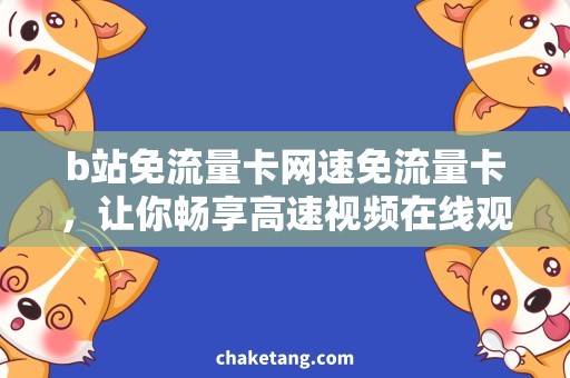 b站免流量卡网速免流量卡，让你畅享高速视频在线观看！