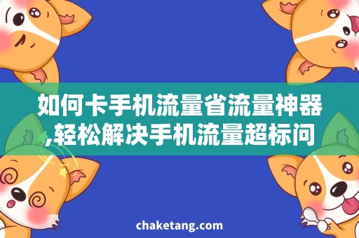 如何卡手机流量省流量神器,轻松解决手机流量超标问题