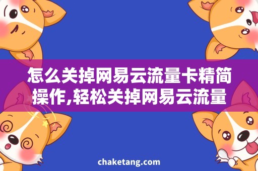 怎么关掉网易云流量卡精简操作,轻松关掉网易云流量卡