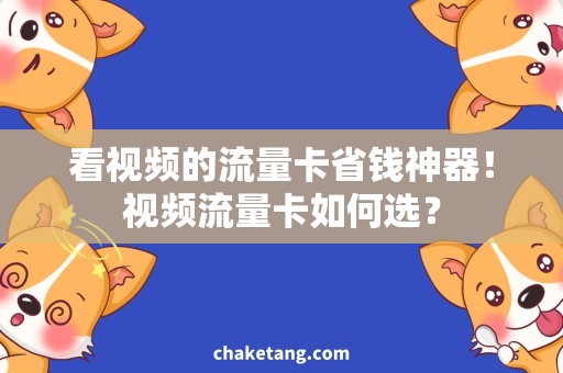 看视频的流量卡省钱神器！视频流量卡如何选？