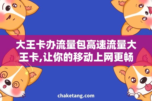 大王卡办流量包高速流量大王卡,让你的移动上网更畅快