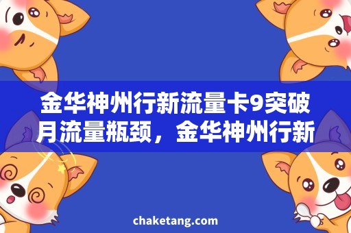 金华神州行新流量卡9突破月流量瓶颈，金华神州行新流量卡9给你更多选择