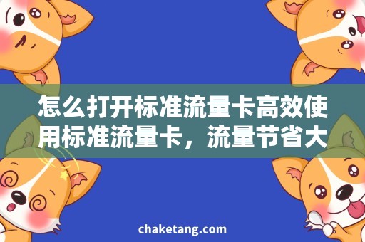怎么打开标准流量卡高效使用标准流量卡，流量节省大作战